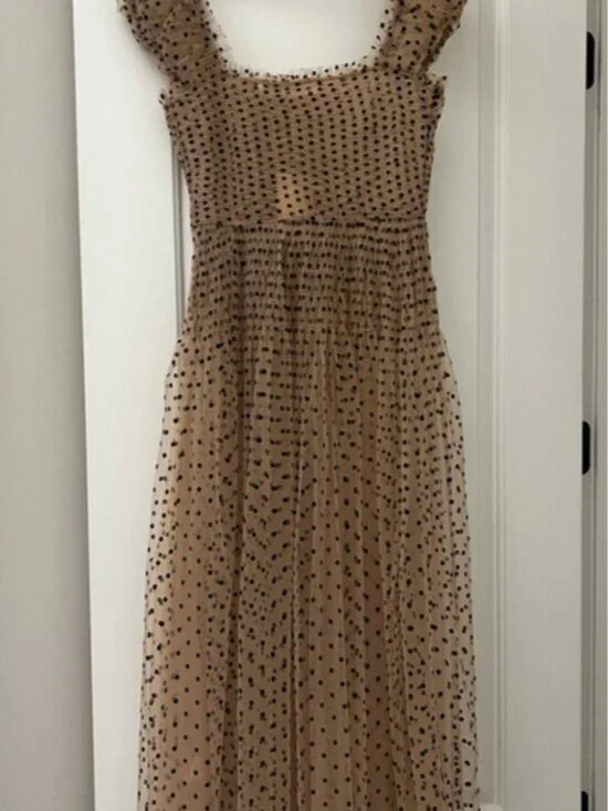 Doen Tan and Black Polka Dot Midi Dress - Picture 3 of 6